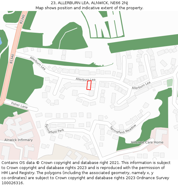 23, ALLERBURN LEA, ALNWICK, NE66 2NJ: Location map and indicative extent of plot