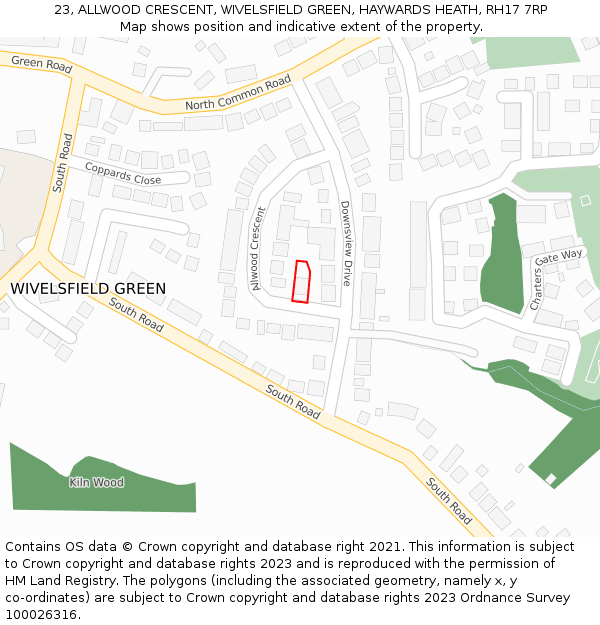 23, ALLWOOD CRESCENT, WIVELSFIELD GREEN, HAYWARDS HEATH, RH17 7RP: Location map and indicative extent of plot
