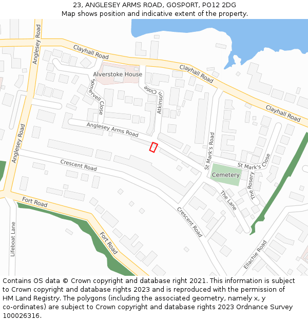 23, ANGLESEY ARMS ROAD, GOSPORT, PO12 2DG: Location map and indicative extent of plot