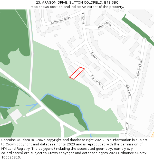 23, ARAGON DRIVE, SUTTON COLDFIELD, B73 6BQ: Location map and indicative extent of plot
