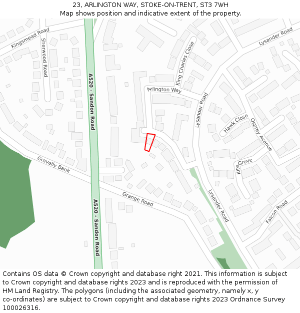 23, ARLINGTON WAY, STOKE-ON-TRENT, ST3 7WH: Location map and indicative extent of plot