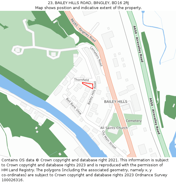 23, BAILEY HILLS ROAD, BINGLEY, BD16 2RJ: Location map and indicative extent of plot