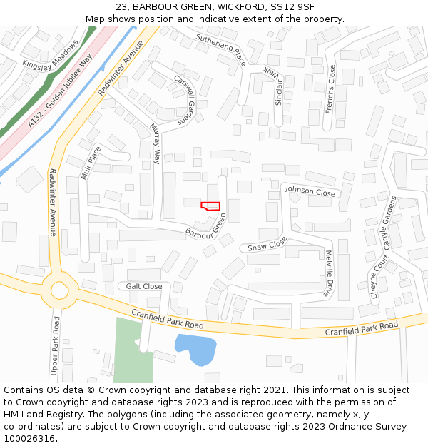 23, BARBOUR GREEN, WICKFORD, SS12 9SF: Location map and indicative extent of plot