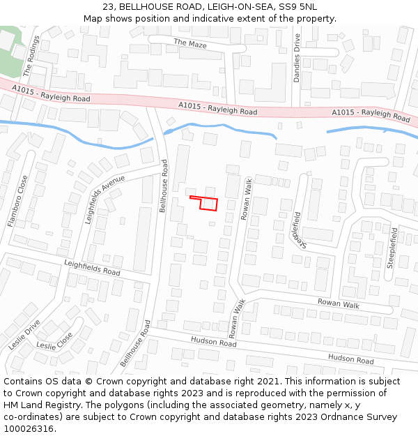 23, BELLHOUSE ROAD, LEIGH-ON-SEA, SS9 5NL: Location map and indicative extent of plot