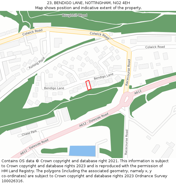 23, BENDIGO LANE, NOTTINGHAM, NG2 4EH: Location map and indicative extent of plot