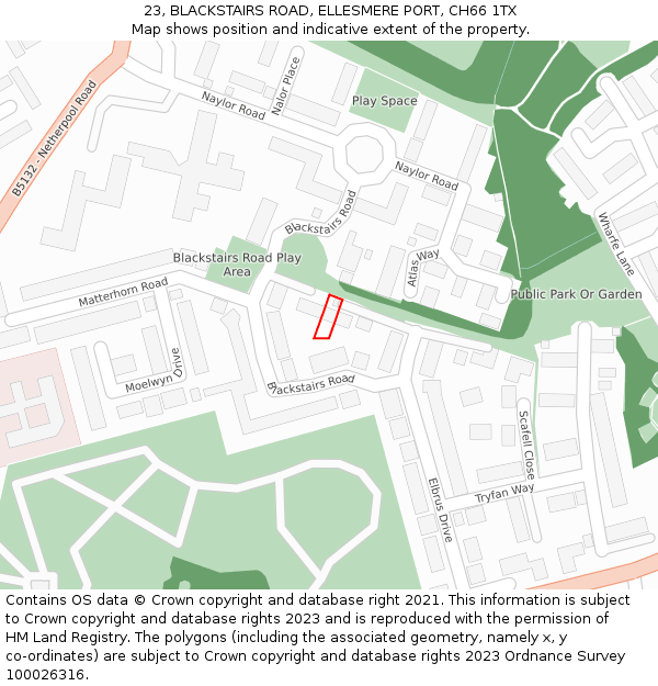 23, BLACKSTAIRS ROAD, ELLESMERE PORT, CH66 1TX: Location map and indicative extent of plot