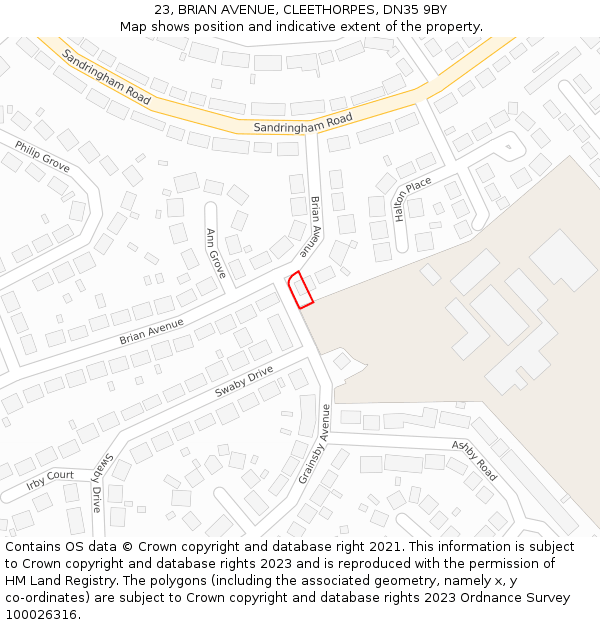 23, BRIAN AVENUE, CLEETHORPES, DN35 9BY: Location map and indicative extent of plot