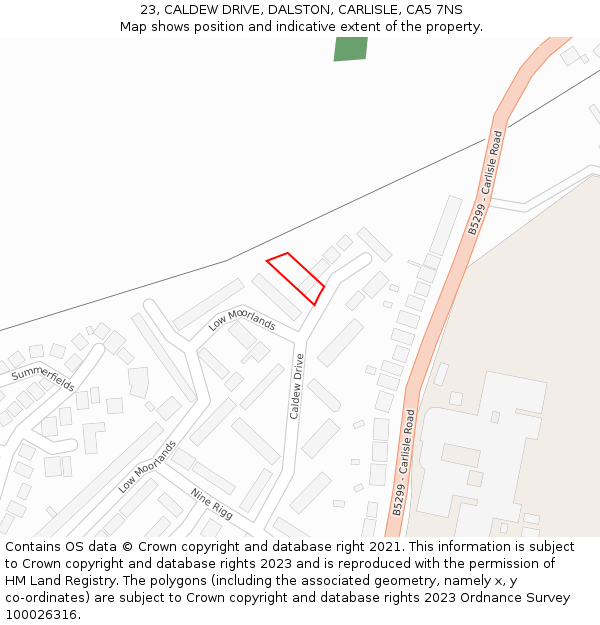 23, CALDEW DRIVE, DALSTON, CARLISLE, CA5 7NS: Location map and indicative extent of plot
