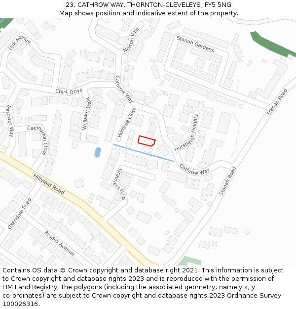 23, CATHROW WAY, THORNTON-CLEVELEYS, FY5 5NG: Location map and indicative extent of plot
