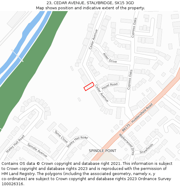 23, CEDAR AVENUE, STALYBRIDGE, SK15 3GD: Location map and indicative extent of plot