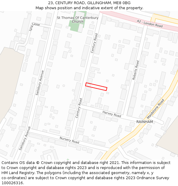 23, CENTURY ROAD, GILLINGHAM, ME8 0BG: Location map and indicative extent of plot