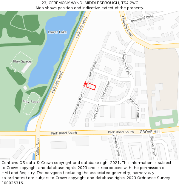 23, CEREMONY WYND, MIDDLESBROUGH, TS4 2WG: Location map and indicative extent of plot