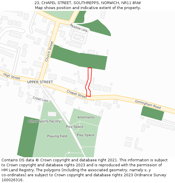 23, CHAPEL STREET, SOUTHREPPS, NORWICH, NR11 8NW: Location map and indicative extent of plot