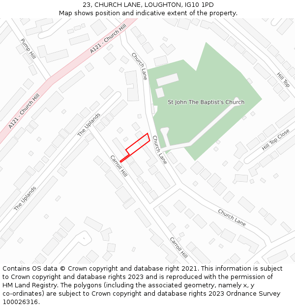 23, CHURCH LANE, LOUGHTON, IG10 1PD: Location map and indicative extent of plot