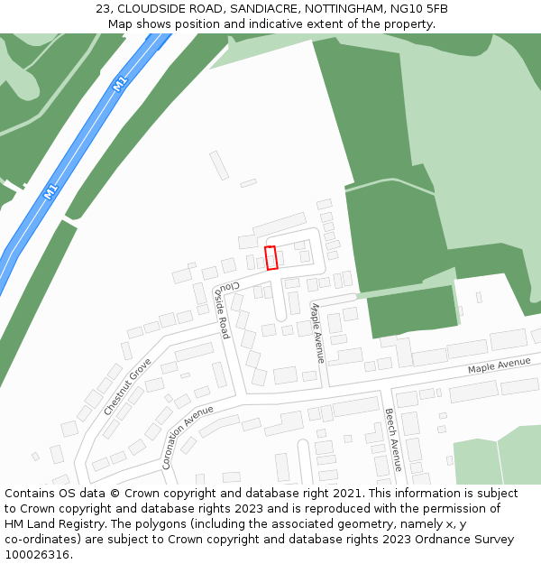 23, CLOUDSIDE ROAD, SANDIACRE, NOTTINGHAM, NG10 5FB: Location map and indicative extent of plot