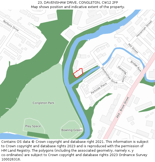 23, DAVENSHAW DRIVE, CONGLETON, CW12 2FP: Location map and indicative extent of plot