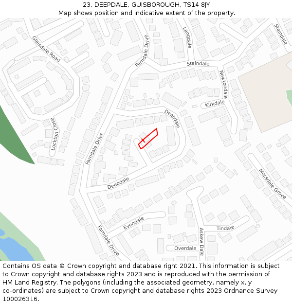 23, DEEPDALE, GUISBOROUGH, TS14 8JY: Location map and indicative extent of plot