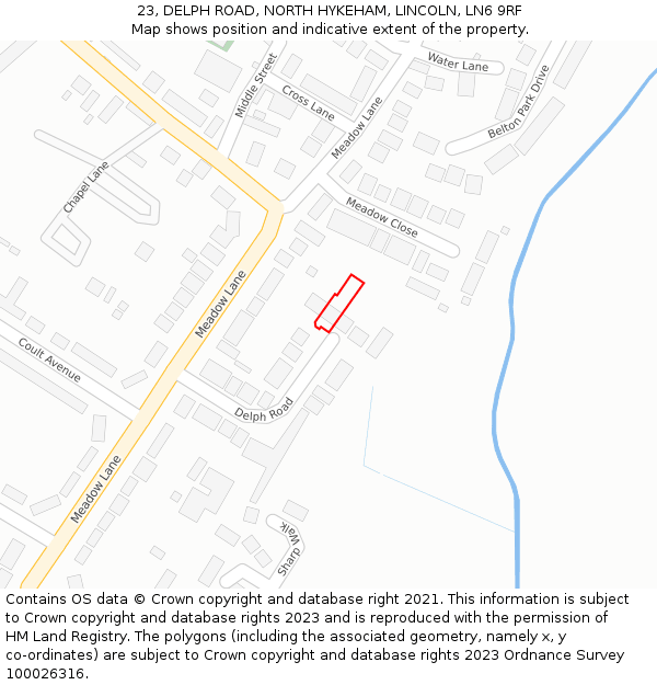 23, DELPH ROAD, NORTH HYKEHAM, LINCOLN, LN6 9RF: Location map and indicative extent of plot