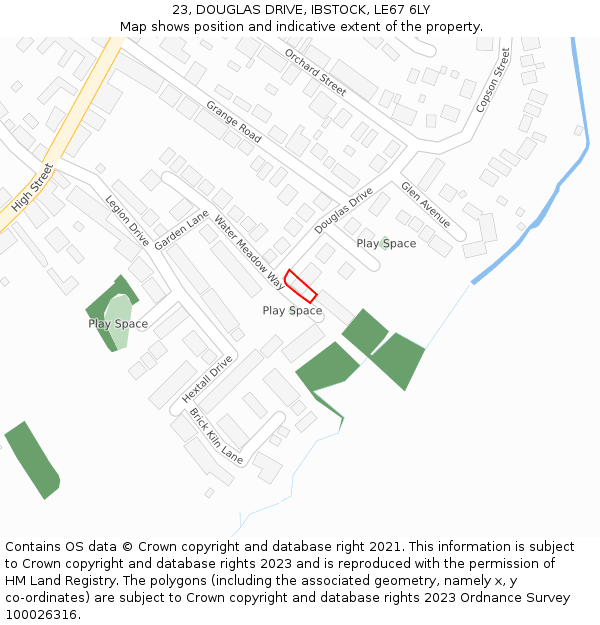 23, DOUGLAS DRIVE, IBSTOCK, LE67 6LY: Location map and indicative extent of plot