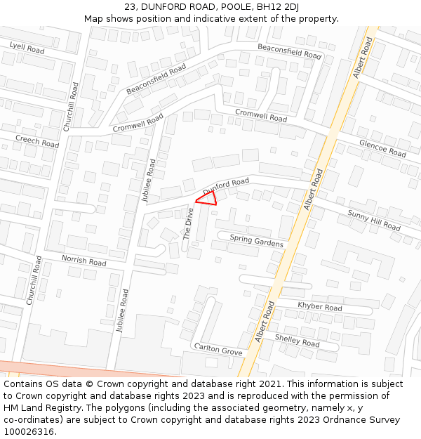 23, DUNFORD ROAD, POOLE, BH12 2DJ: Location map and indicative extent of plot