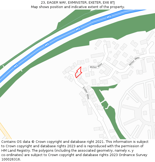 23, EAGER WAY, EXMINSTER, EXETER, EX6 8TJ: Location map and indicative extent of plot