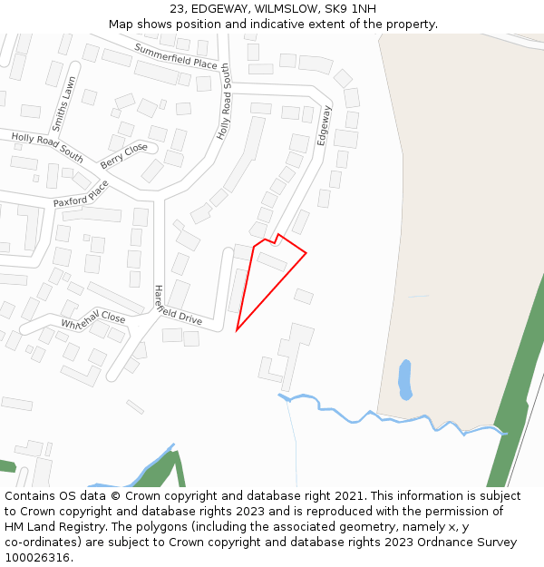 23, EDGEWAY, WILMSLOW, SK9 1NH: Location map and indicative extent of plot