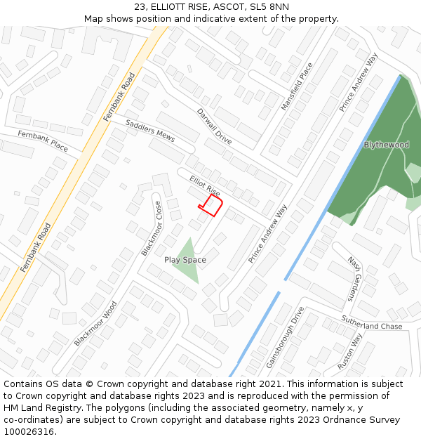 23, ELLIOTT RISE, ASCOT, SL5 8NN: Location map and indicative extent of plot