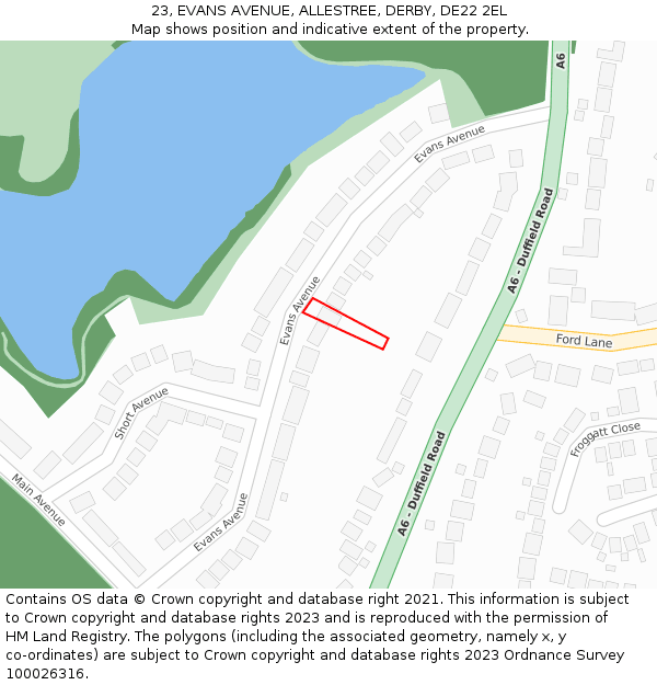 23, EVANS AVENUE, ALLESTREE, DERBY, DE22 2EL: Location map and indicative extent of plot