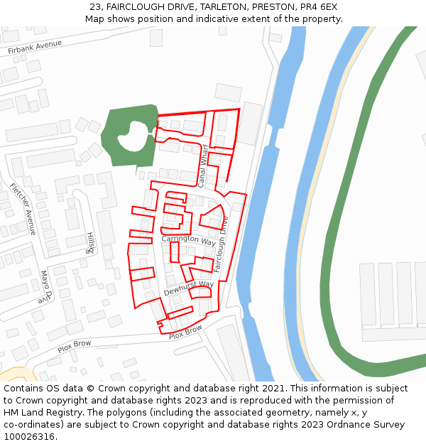 23, FAIRCLOUGH DRIVE, TARLETON, PRESTON, PR4 6EX: Location map and indicative extent of plot