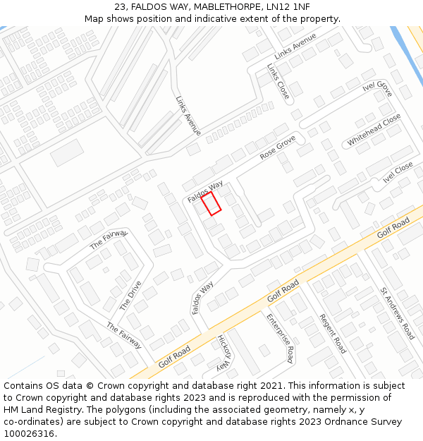 23, FALDOS WAY, MABLETHORPE, LN12 1NF: Location map and indicative extent of plot