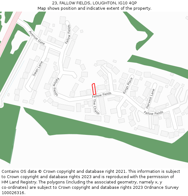 23, FALLOW FIELDS, LOUGHTON, IG10 4QP: Location map and indicative extent of plot