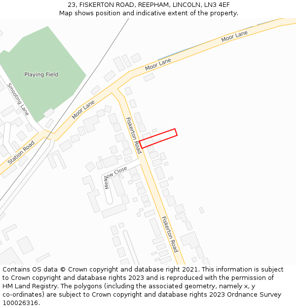 23, FISKERTON ROAD, REEPHAM, LINCOLN, LN3 4EF: Location map and indicative extent of plot