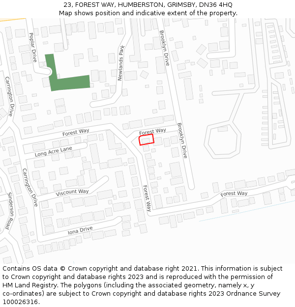 23, FOREST WAY, HUMBERSTON, GRIMSBY, DN36 4HQ: Location map and indicative extent of plot