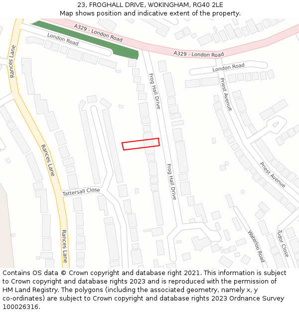 23, FROGHALL DRIVE, WOKINGHAM, RG40 2LE: Location map and indicative extent of plot