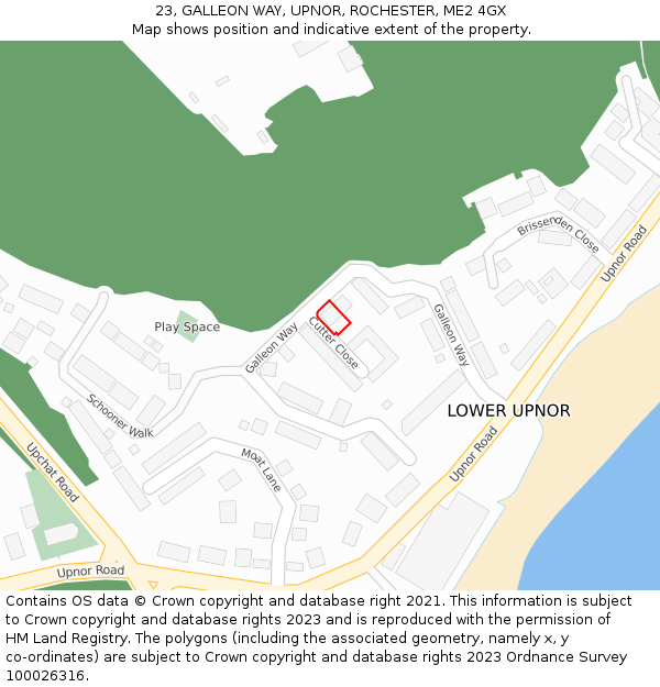 23, GALLEON WAY, UPNOR, ROCHESTER, ME2 4GX: Location map and indicative extent of plot