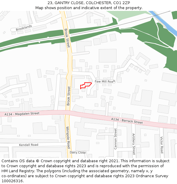 23, GANTRY CLOSE, COLCHESTER, CO1 2ZP: Location map and indicative extent of plot