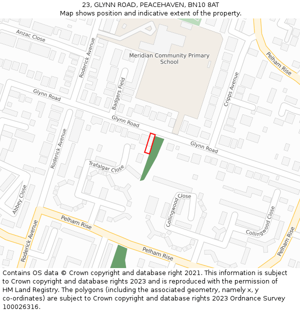 23, GLYNN ROAD, PEACEHAVEN, BN10 8AT: Location map and indicative extent of plot