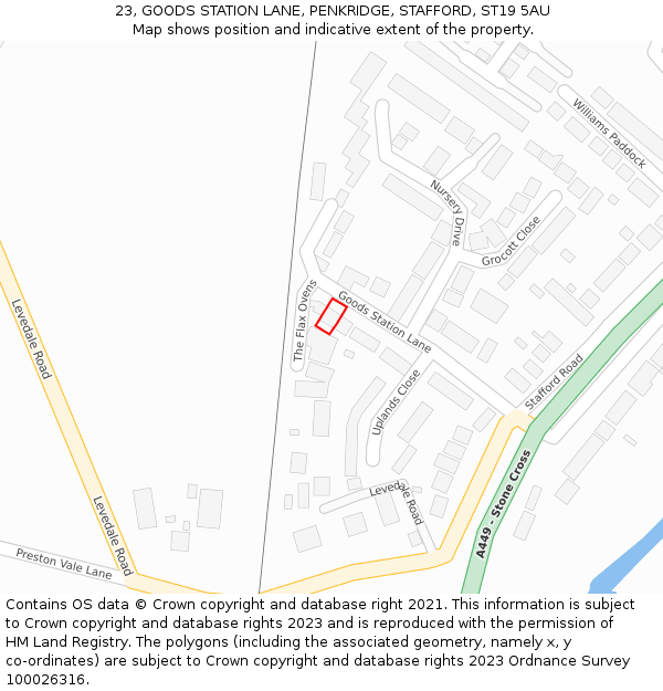 23, GOODS STATION LANE, PENKRIDGE, STAFFORD, ST19 5AU: Location map and indicative extent of plot