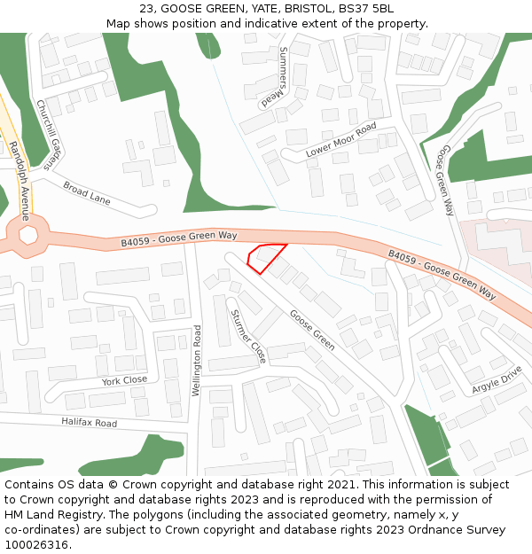 23, GOOSE GREEN, YATE, BRISTOL, BS37 5BL: Location map and indicative extent of plot