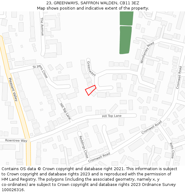 23, GREENWAYS, SAFFRON WALDEN, CB11 3EZ: Location map and indicative extent of plot