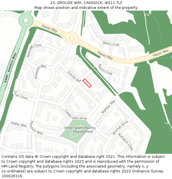 23, GROUSE WAY, CANNOCK, WS11 7LF: Location map and indicative extent of plot