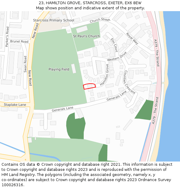 23, HAMILTON GROVE, STARCROSS, EXETER, EX6 8EW: Location map and indicative extent of plot