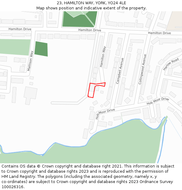 23, HAMILTON WAY, YORK, YO24 4LE: Location map and indicative extent of plot