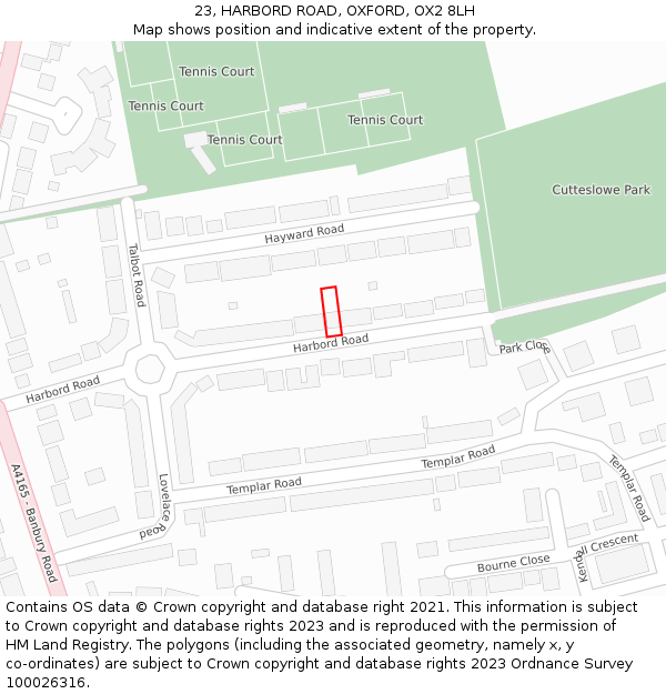 23, HARBORD ROAD, OXFORD, OX2 8LH: Location map and indicative extent of plot