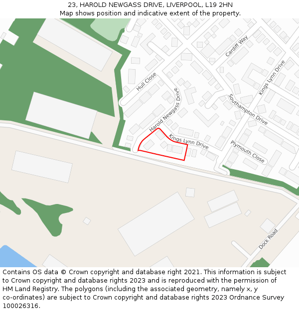 23, HAROLD NEWGASS DRIVE, LIVERPOOL, L19 2HN: Location map and indicative extent of plot