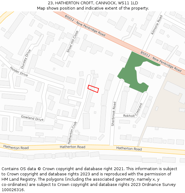 23, HATHERTON CROFT, CANNOCK, WS11 1LD: Location map and indicative extent of plot