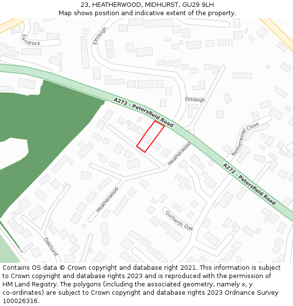 23, HEATHERWOOD, MIDHURST, GU29 9LH: Location map and indicative extent of plot