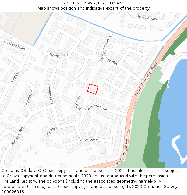 23, HENLEY WAY, ELY, CB7 4YH: Location map and indicative extent of plot