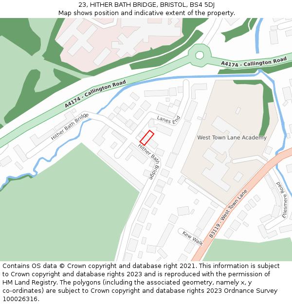 23, HITHER BATH BRIDGE, BRISTOL, BS4 5DJ: Location map and indicative extent of plot