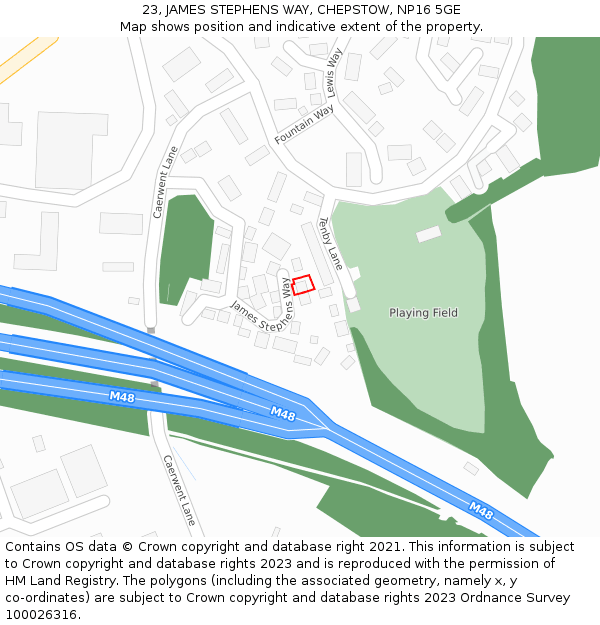 23, JAMES STEPHENS WAY, CHEPSTOW, NP16 5GE: Location map and indicative extent of plot